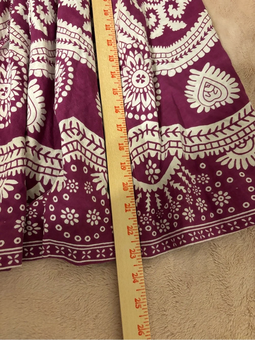 Collections Etc Medium Purple Paisley 100% Cotton Pull On Boho Skirt
